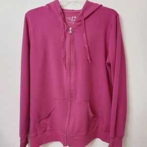 Made For Life Fuschia Hoodie Long Sleeve Full Zip Jacket Sweatshirt Size Medium